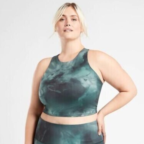 Athleta Tops - NWT ATHLETA 3X Green Tie Dye Conscious  Printed Crop Top Sports Bra D - DD